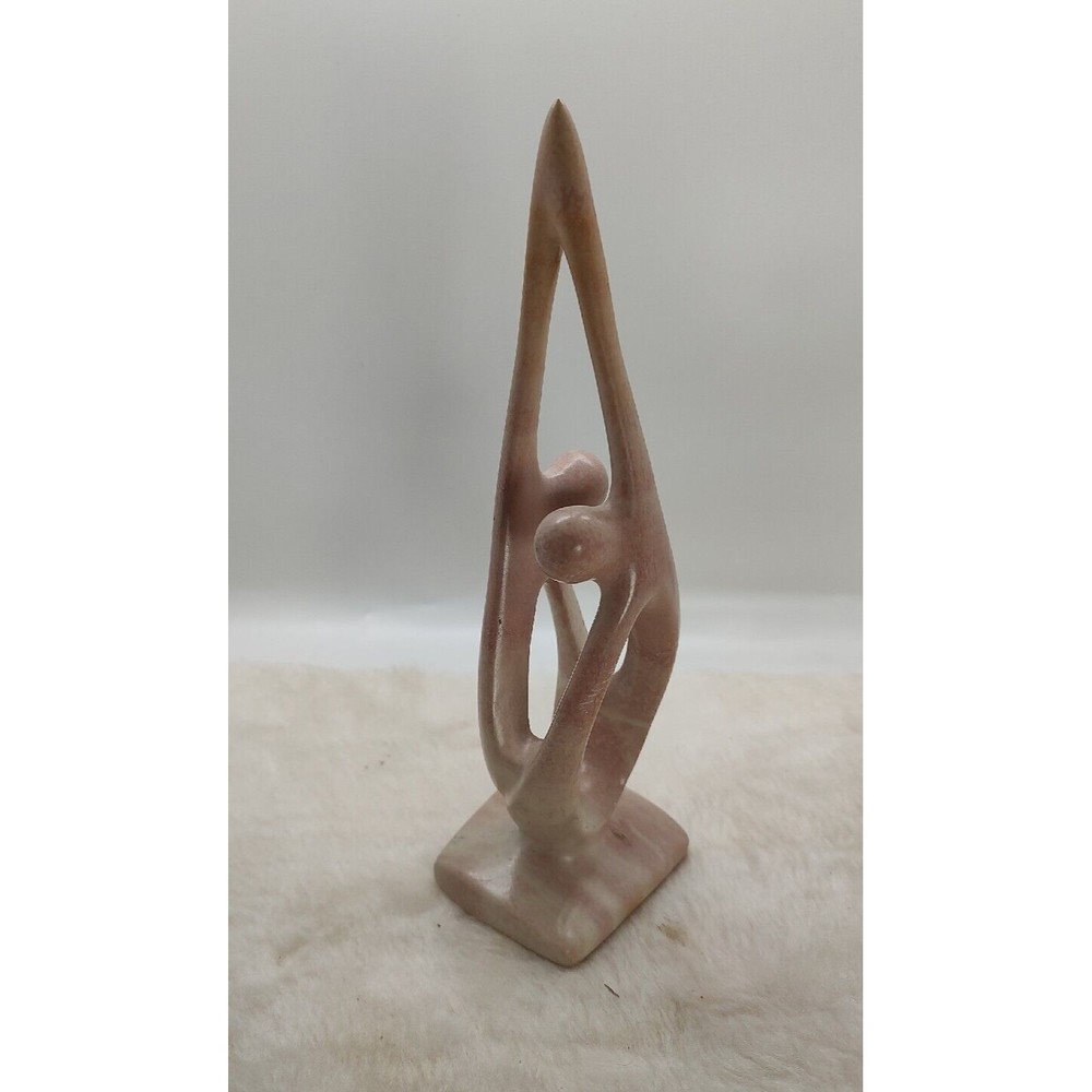8" Carved Stone 2 Dancing Figures Kenya Ten Thousand Villages Sculpture